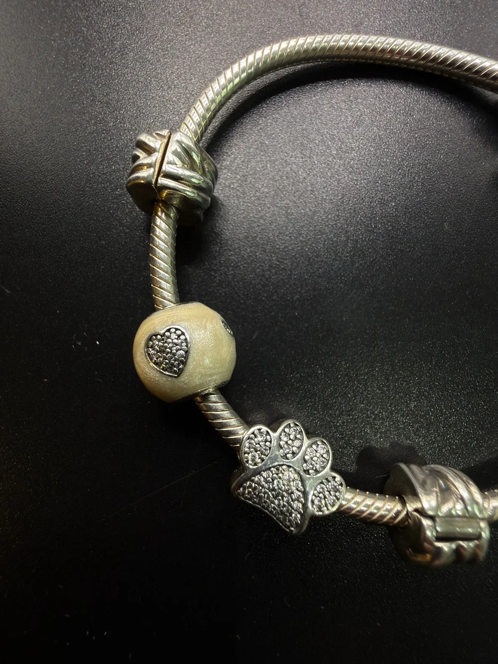 PANDORA 925 STERLING SILVER CHARM BRACELET WITH PET CHARMS  Classic Timeless
